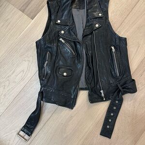 Black authentic leather vest
